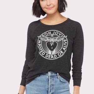 Chaser Bon Jovi Wanted Dead Or Alive Sweatshirt Women's Small Gray